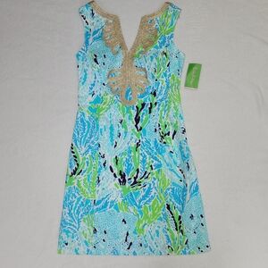 Lilly Pulitzer Blue and Green Sleeveless Dress
